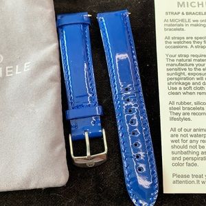 MICHELE 18mm patent leather blue watch strap